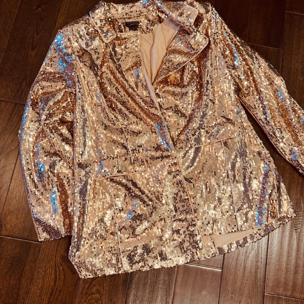 City Chic Rose Gold Sequin pants suit 20 - Picture 6 of 14